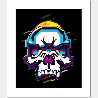 Skull retro80s Posters and Art